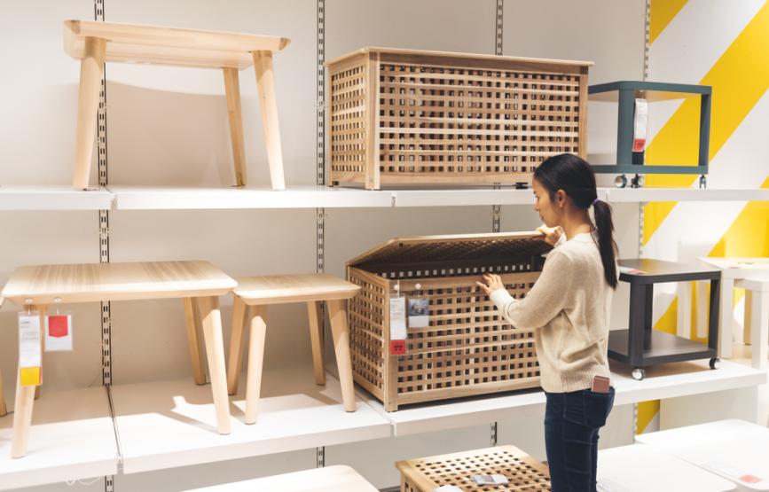 Woman at a furniture store