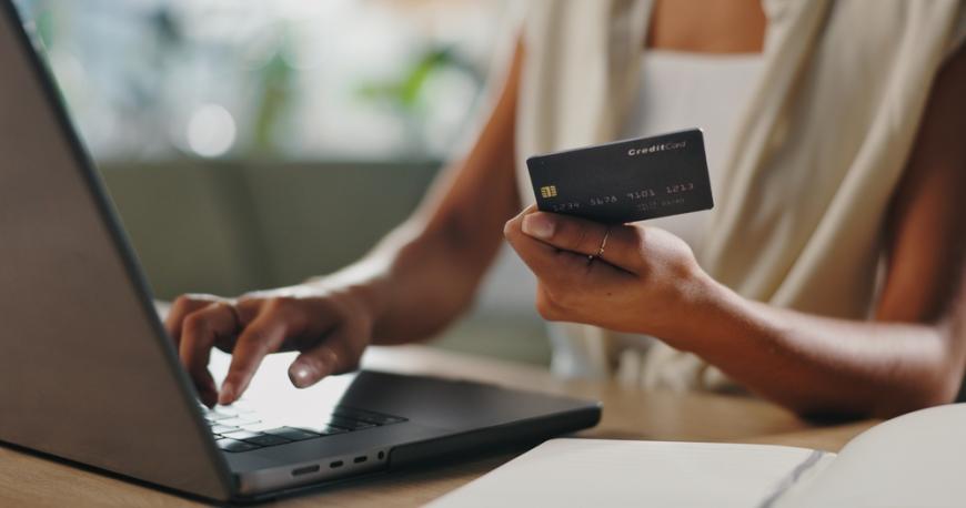 Woman online shopping