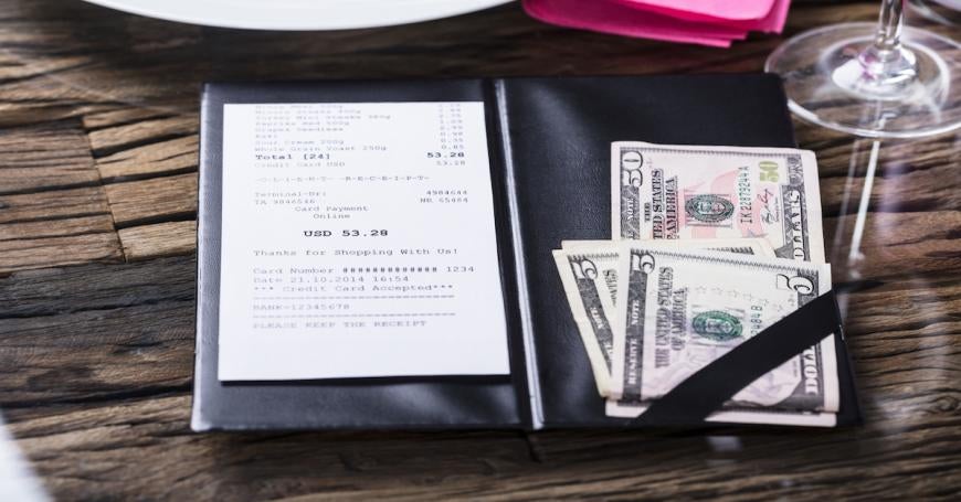 Cash Tip in Restaurant